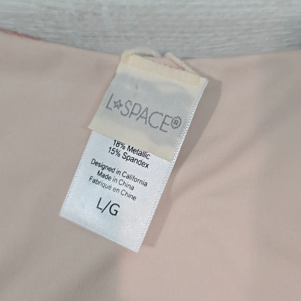 NWT L Space Women Lennox Metallic Side Ties swim bikini bottom swirled up L